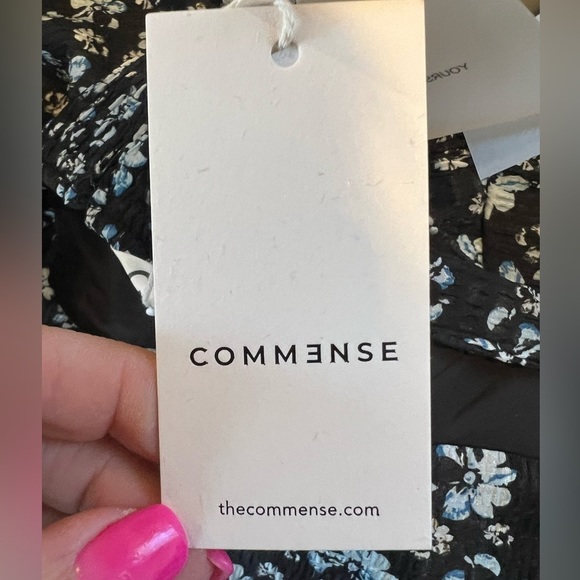 Commense Women’s Medium Navy‎ Blue Floral Sleeveless MIDI Dress Tie Strap NWT - Picture 8 of 13